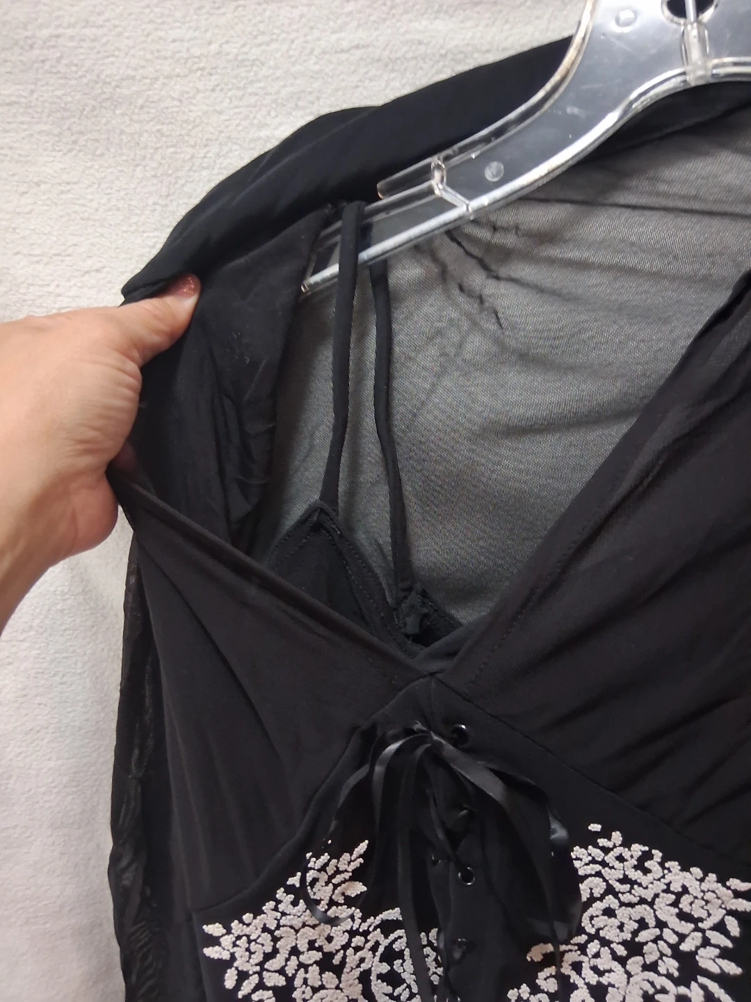 Joseph Ribkoff Black Sheer Blouse with White Embellishment - photo 5