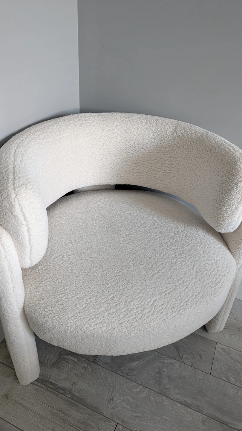White Teddy Fleece Accent Chair - photo 3