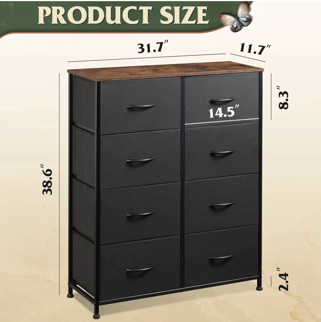 Grey 8-Drawer Fabric Dresser - photo 5