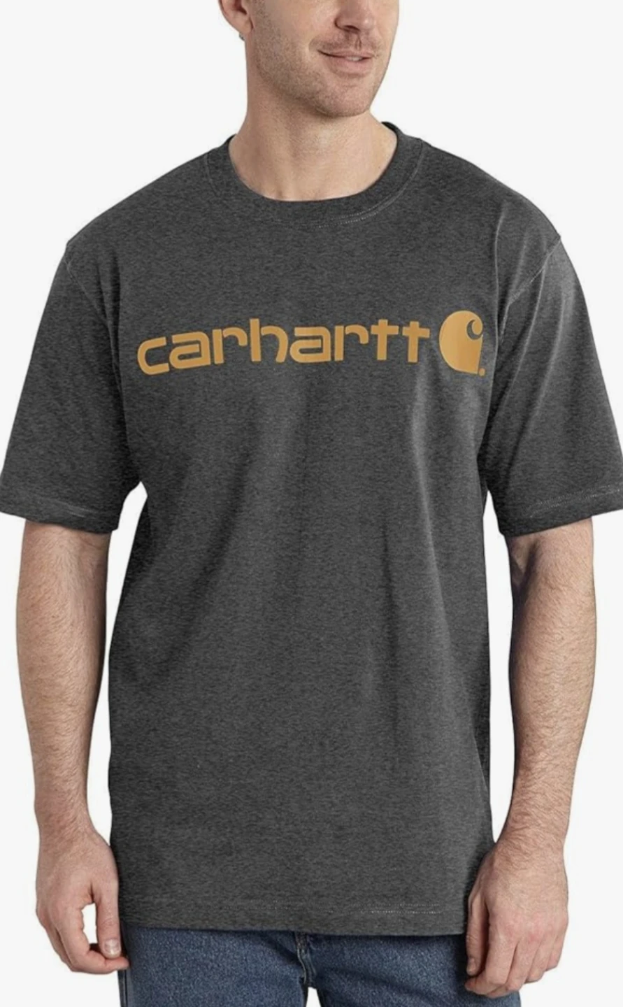 Carhartt Men's Grey Short Sleeve Logo T-Shirt XL