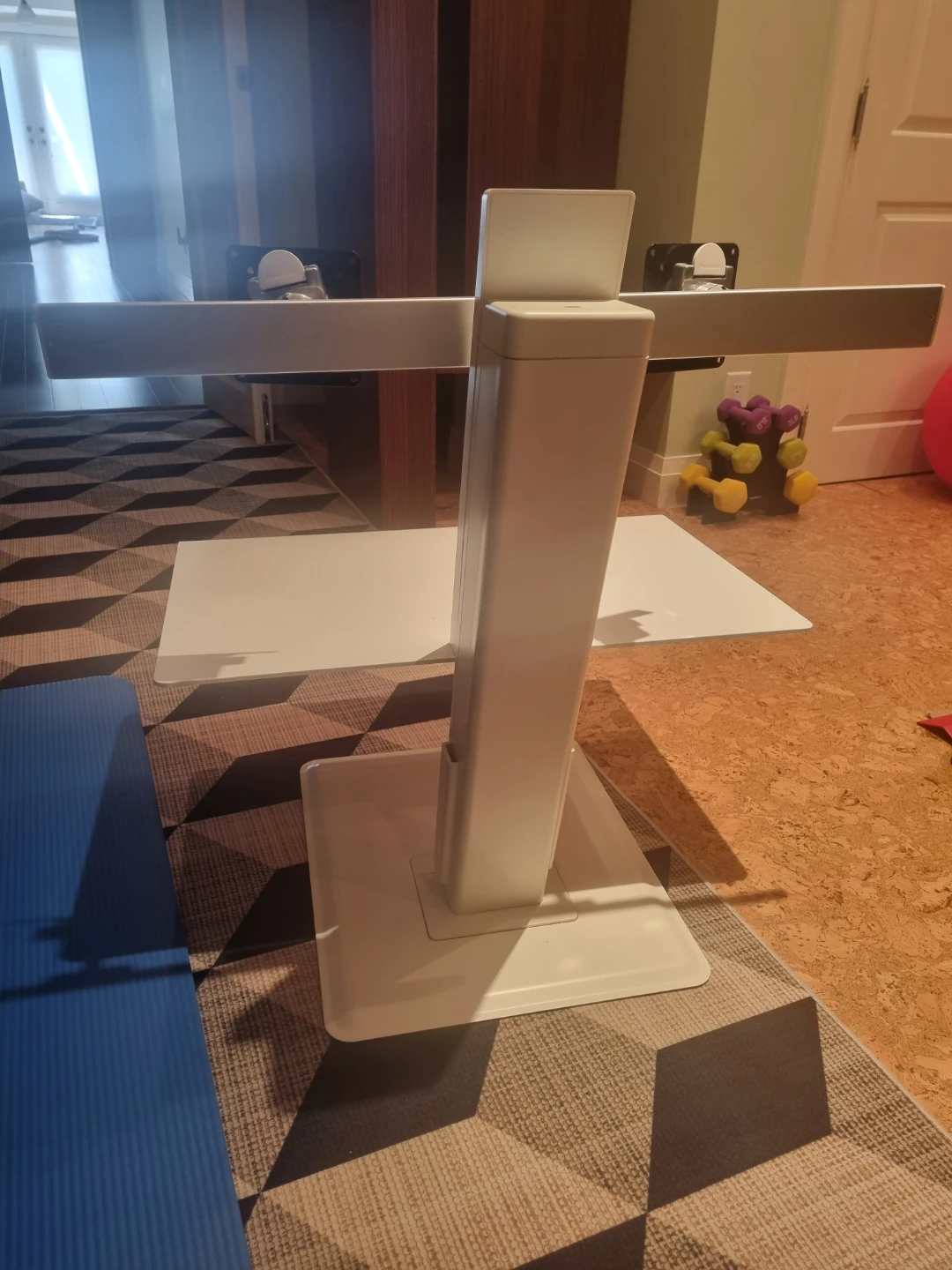 White Adjustable Dual Monitor Desk Riser - photo 2