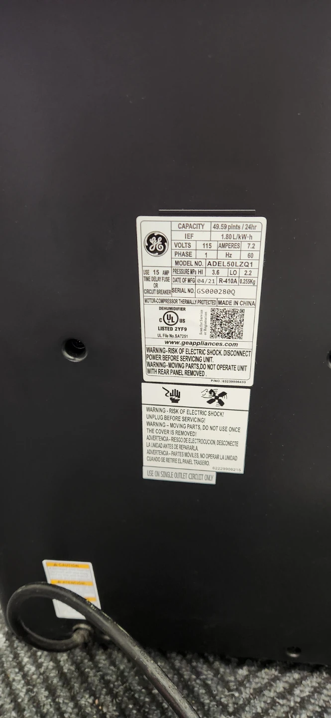 GE Dehumidifier Model ADEL60LZQ - photo 2