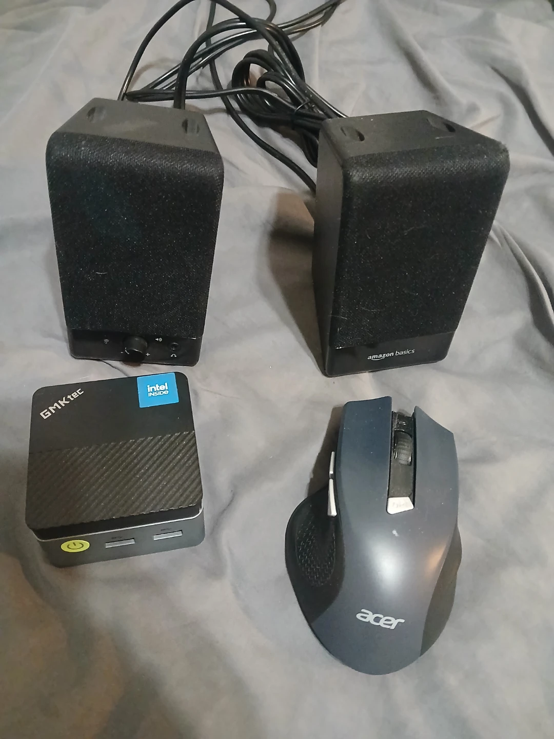 GMKtec Mini PC, Amazon Basics Speakers, and Acer Mouse Bundle