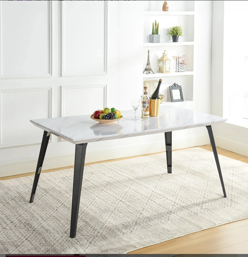 Rectangular Dining Table with Marble Finish