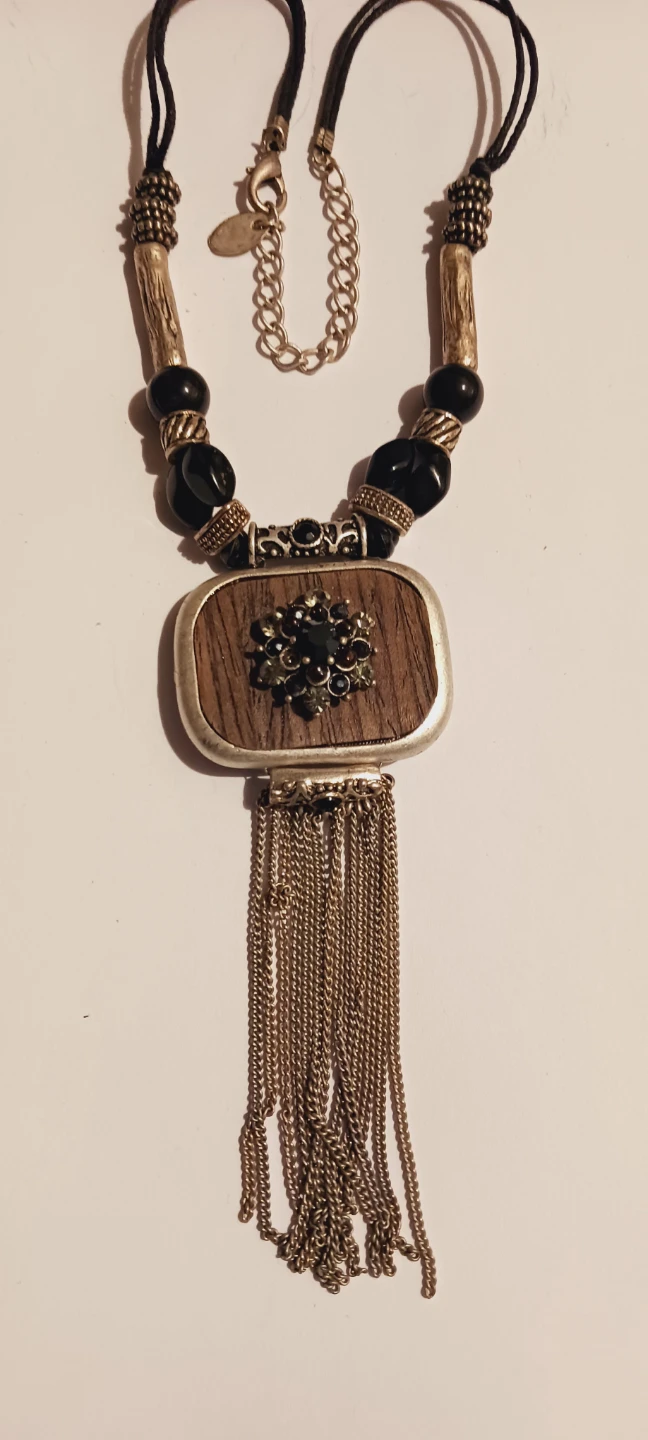 Beaded Pendant Necklace with Tassel Accent