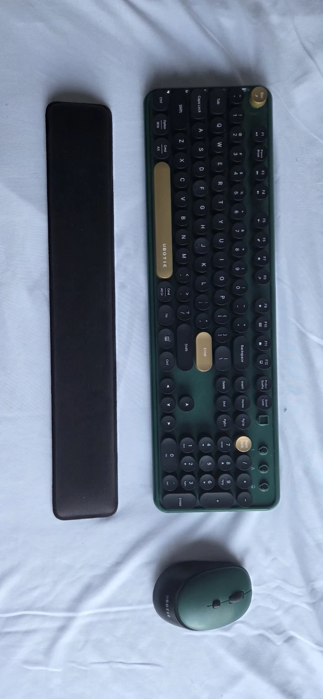 UBOTIE Wireless Keyboard, Mouse, and Wrist Rest Set