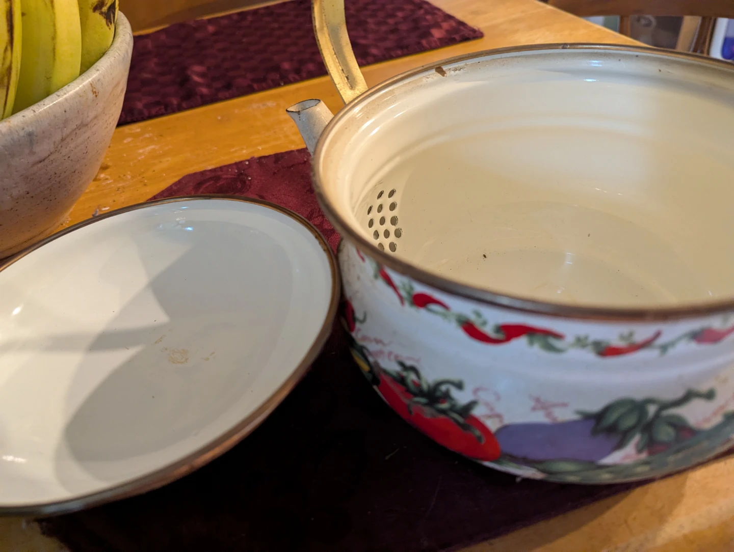 Enamel Kettle with Vegetable Print - photo 2