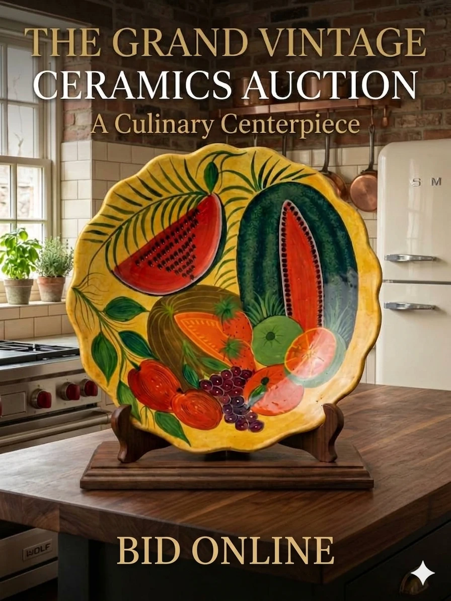 VINTAGE 15" MEXICAN FOLK ART CERAMIC FRUIT BOWL - photo 2