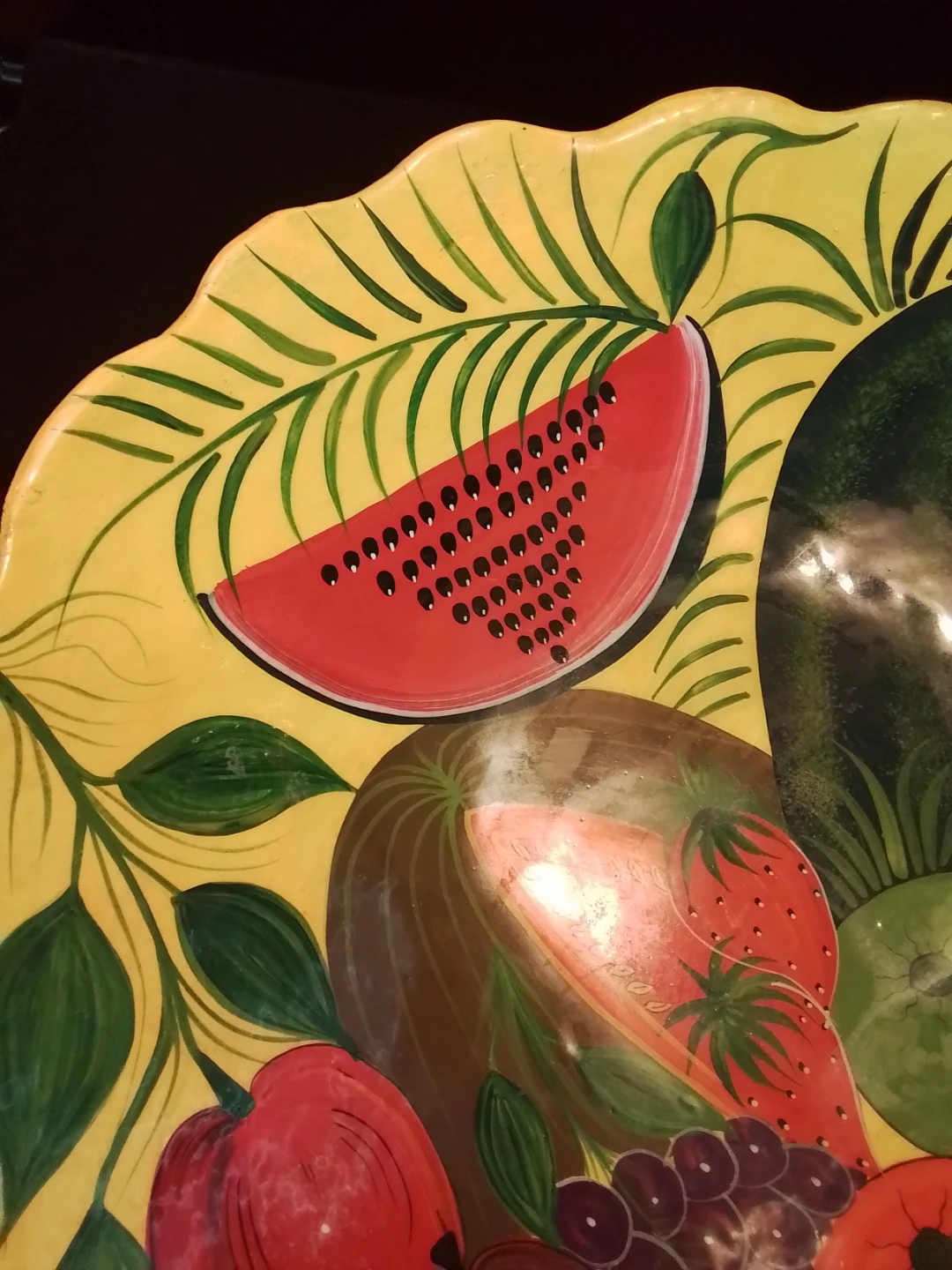 VINTAGE 15" MEXICAN FOLK ART CERAMIC FRUIT BOWL - photo 5