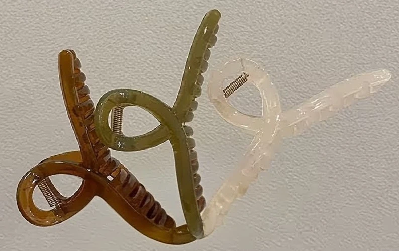 3-Pack Hair  Clips - Brown, Green, and Clear