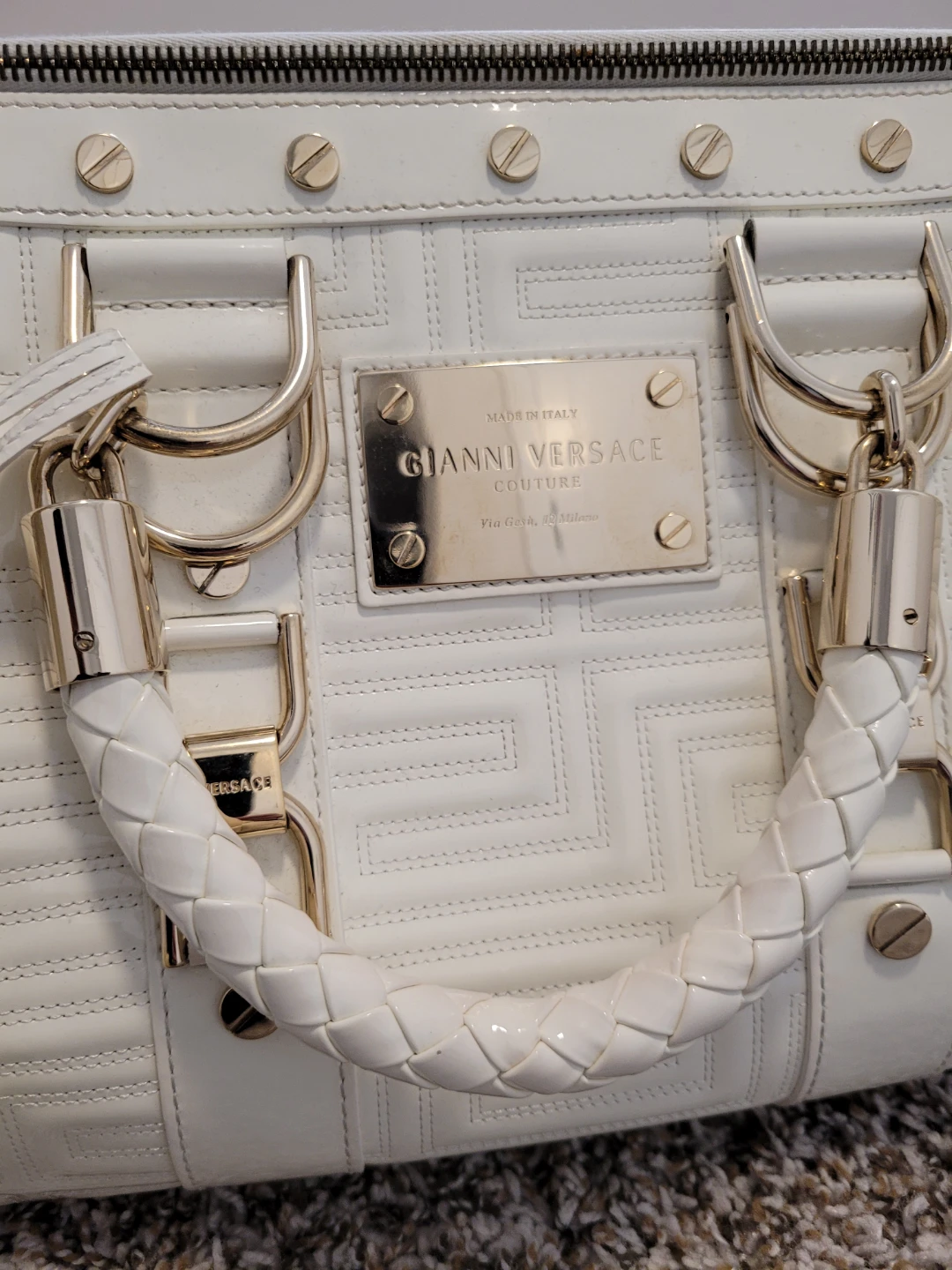 Gianni Versace White Patent Leather Handbag - photo 2