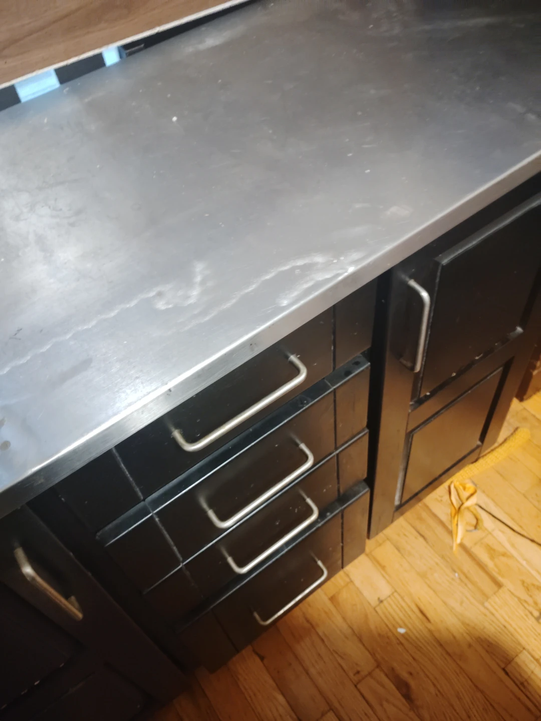 Black Kitchen Cabinet with Stainless Steel Countertop - photo 3