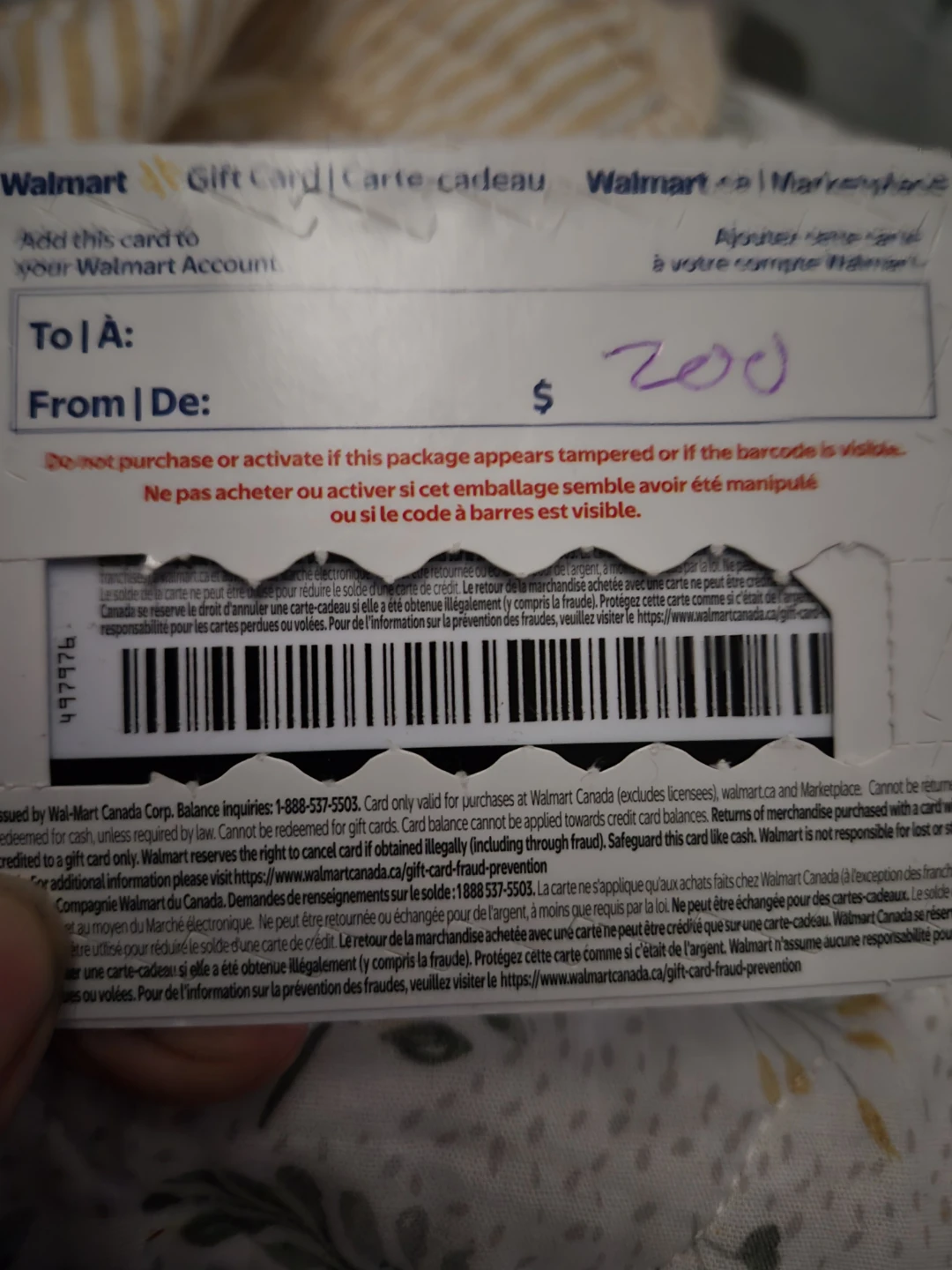 Walmart Gift Card - $200