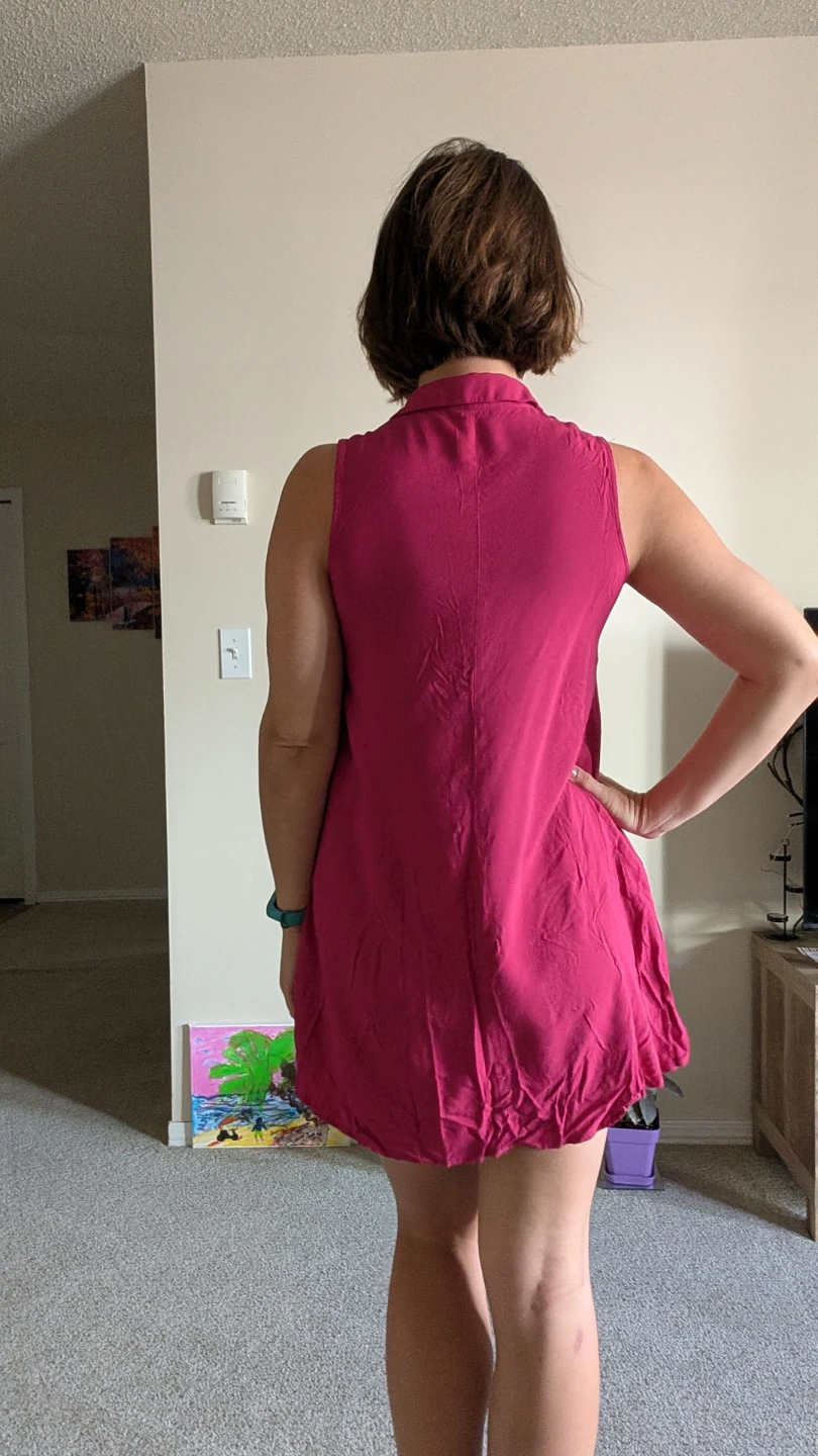 Women's Sleeveless Pink Button-Up Shirt Dress - photo 2