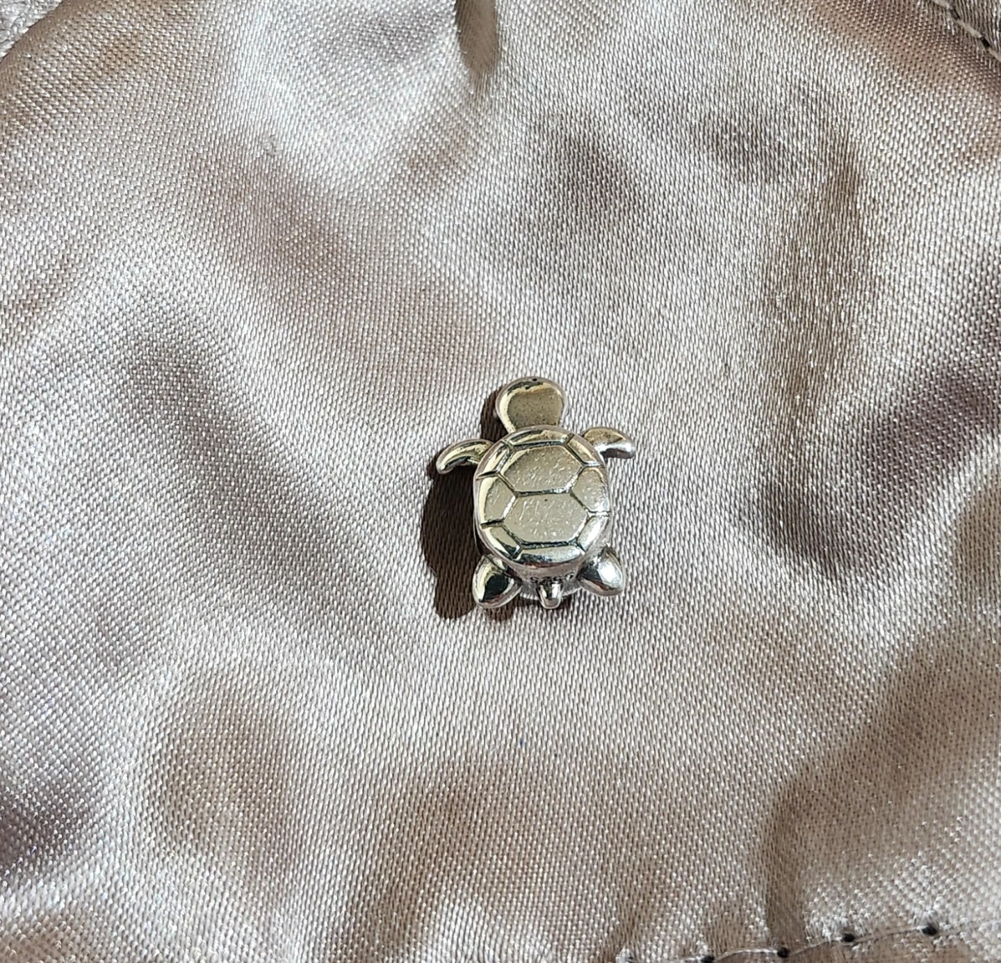Silver Turtle Charm with Blue Stones - photo 2