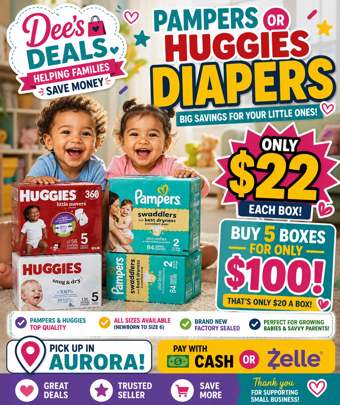 Pampers & Huggies Diapers Big Savings Offer any size $22