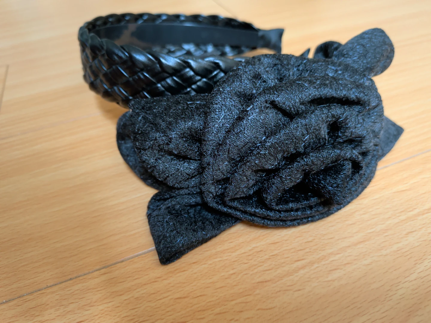 Set of Black Braided and Flower Accent Headbands - photo 2