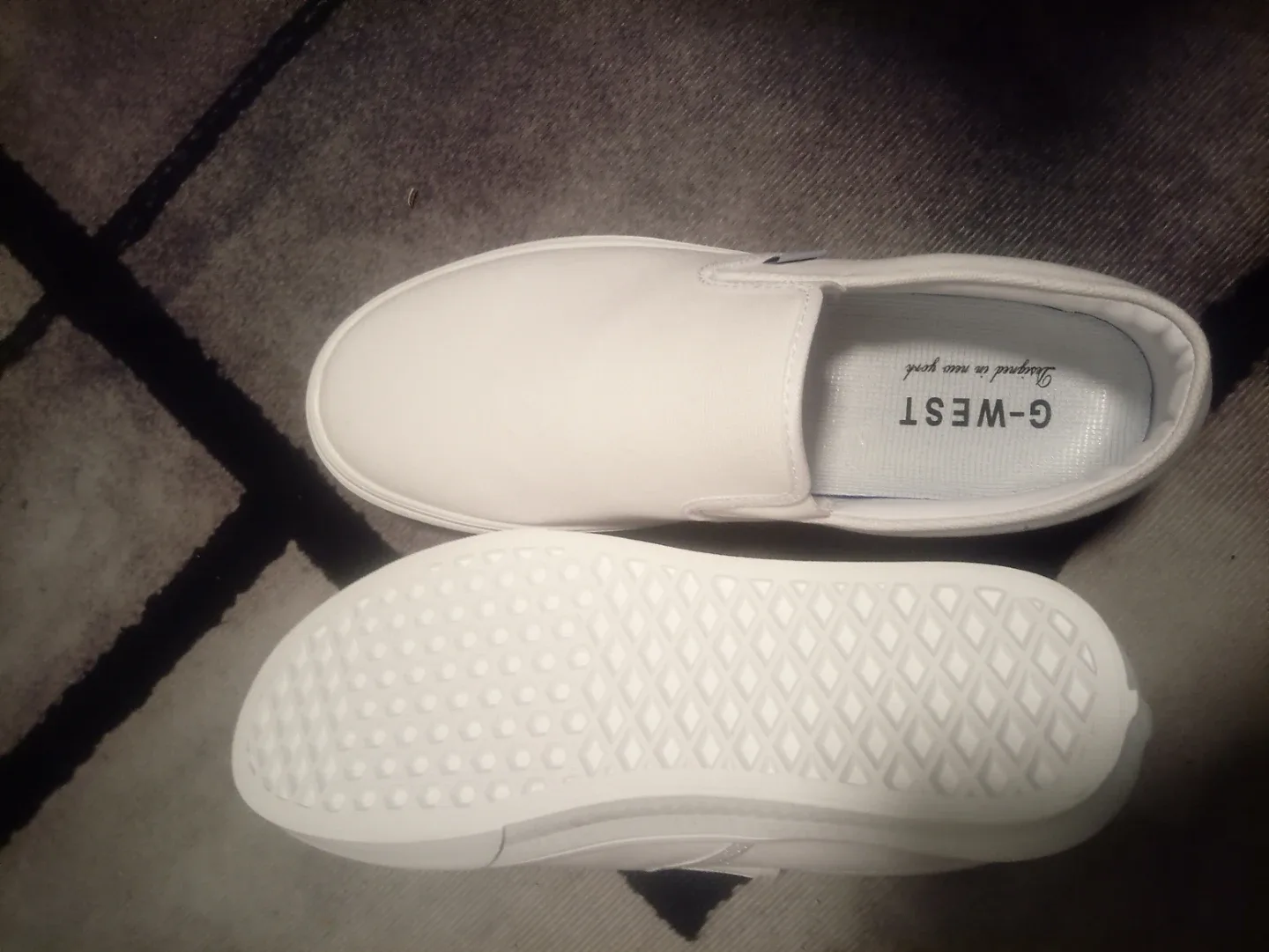 G-WEST White Canvas Slip-On Sneakers - Size US 12 - photo 3