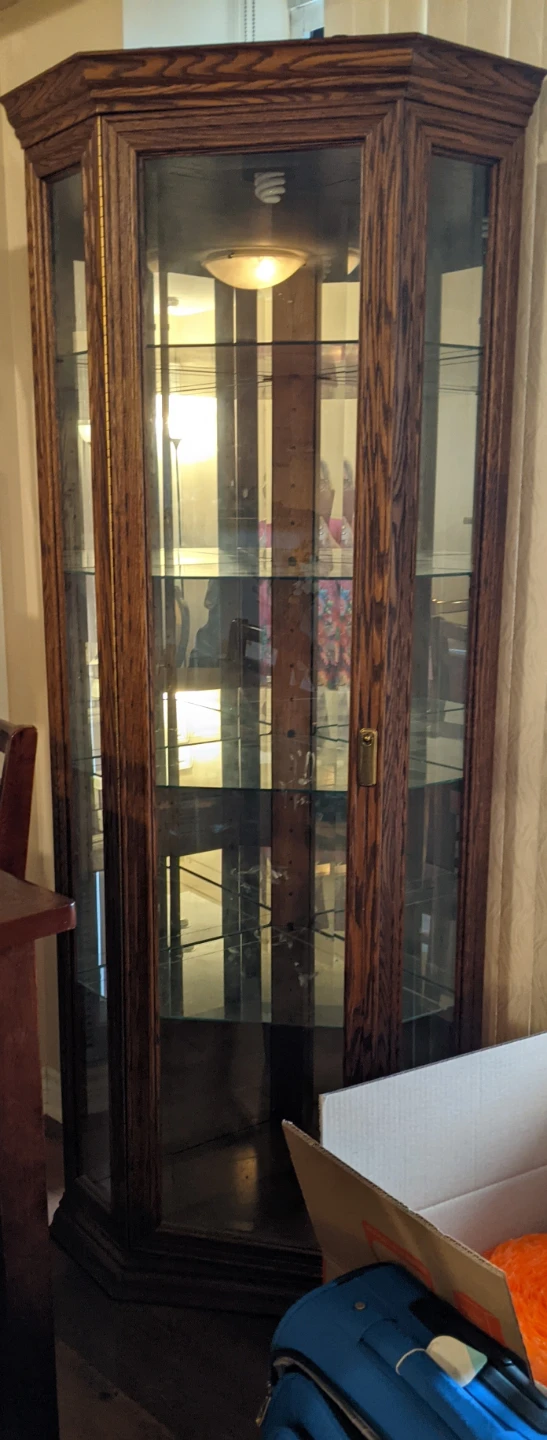 Wooden Curio Cabinet with Glass Doors