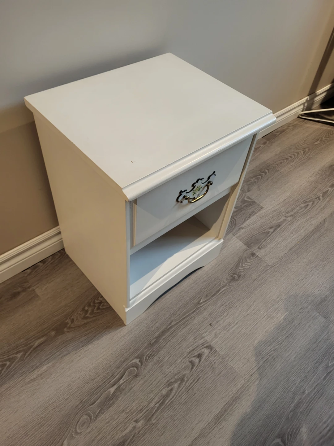 White Nightstand with Drawer