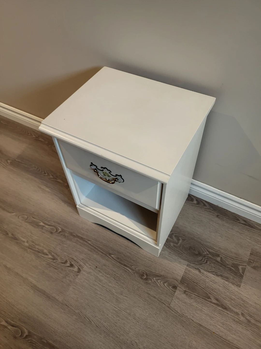 White Nightstand with Drawer - photo 2