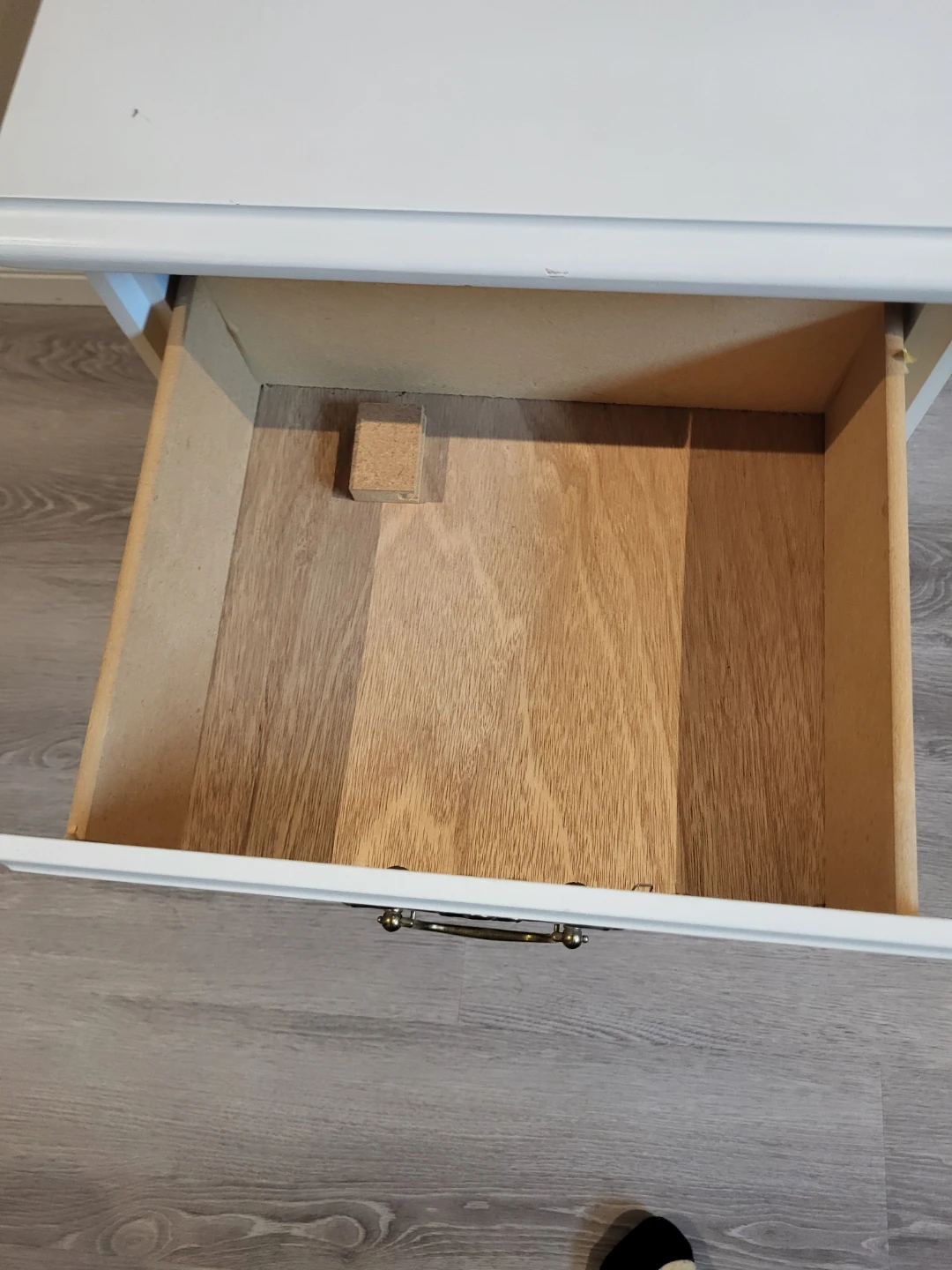 White Nightstand with Drawer - photo 3