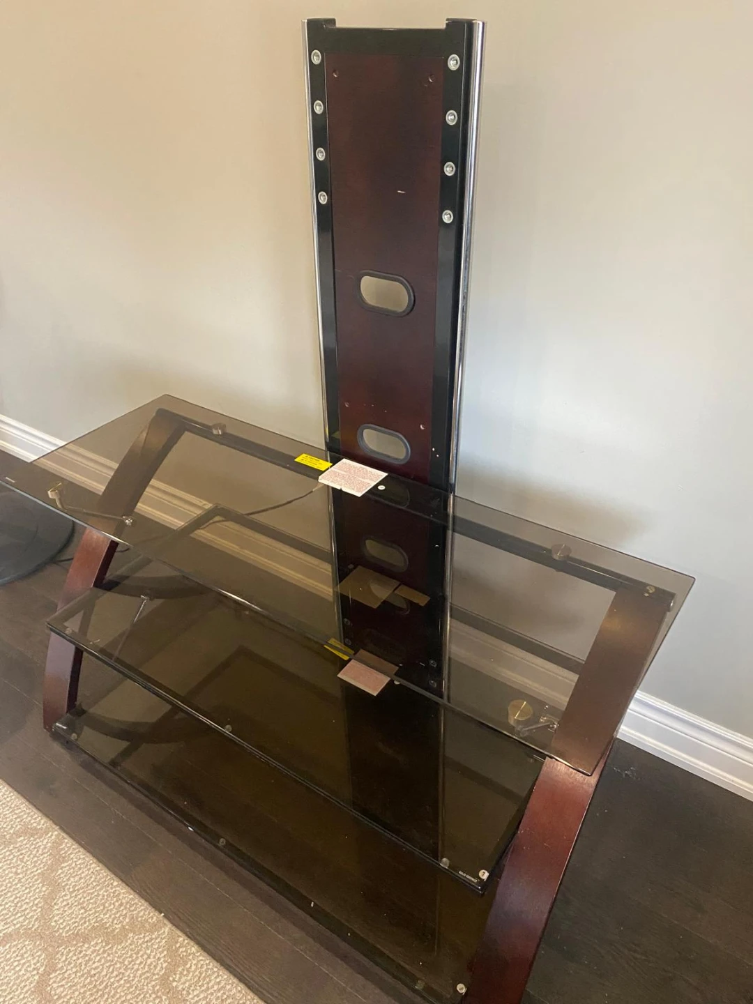 Glass Entertainment Stand with Cherry Wood Accents - photo 2