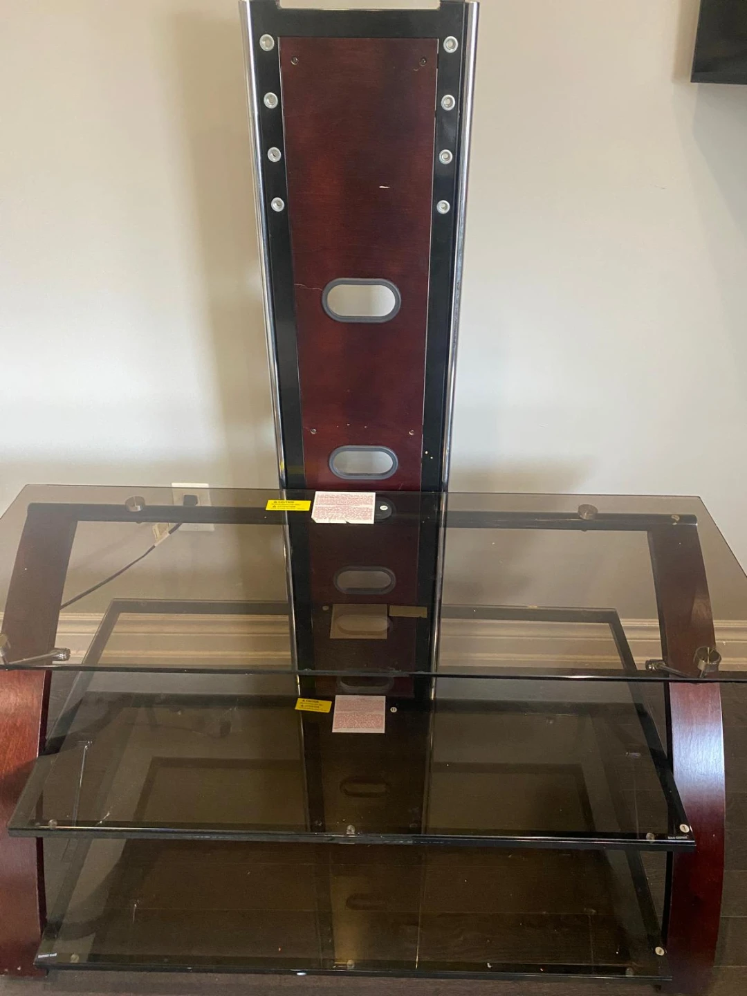 Glass Entertainment Stand with Cherry Wood Accents - photo 3