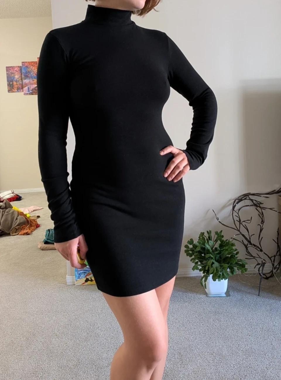 Bershka Black Long Sleeve Dress - Size M