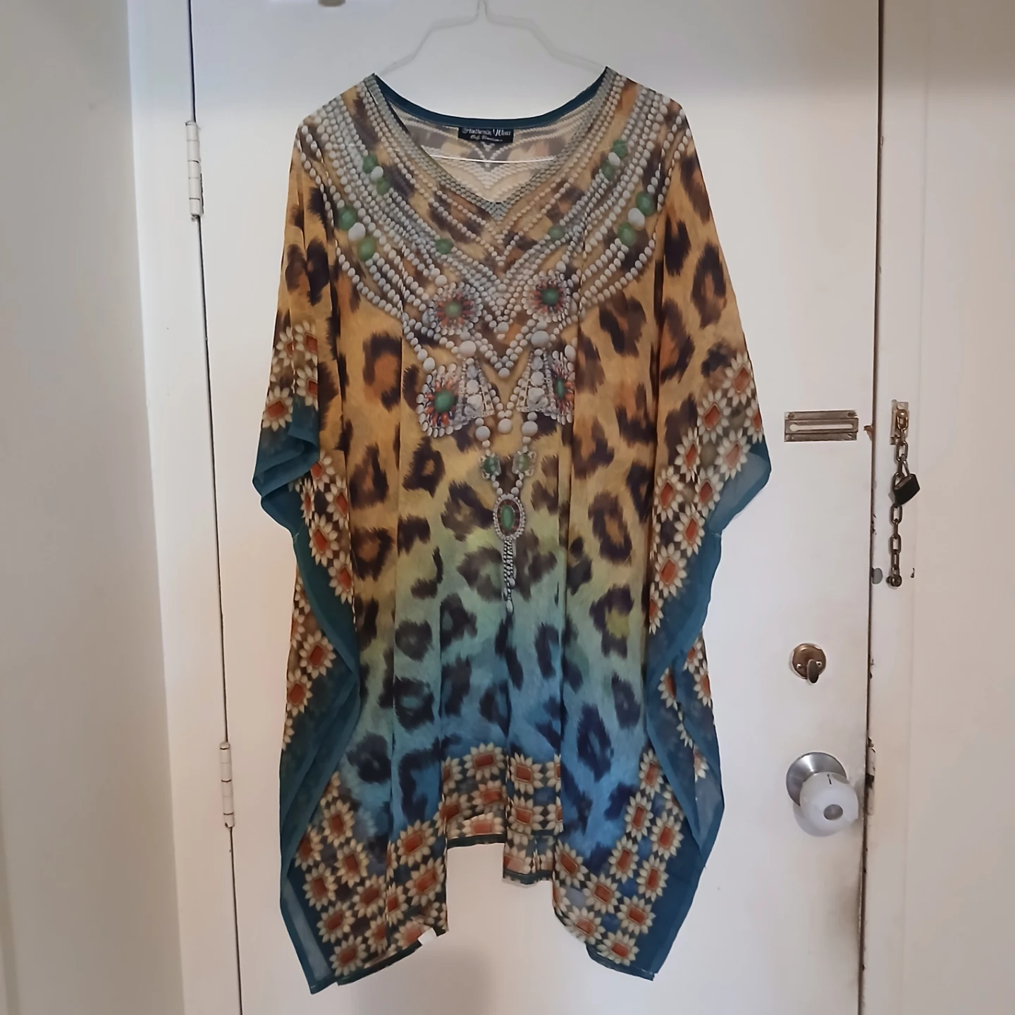 Authentic Wear Women's Leopard Print Kaftan Top