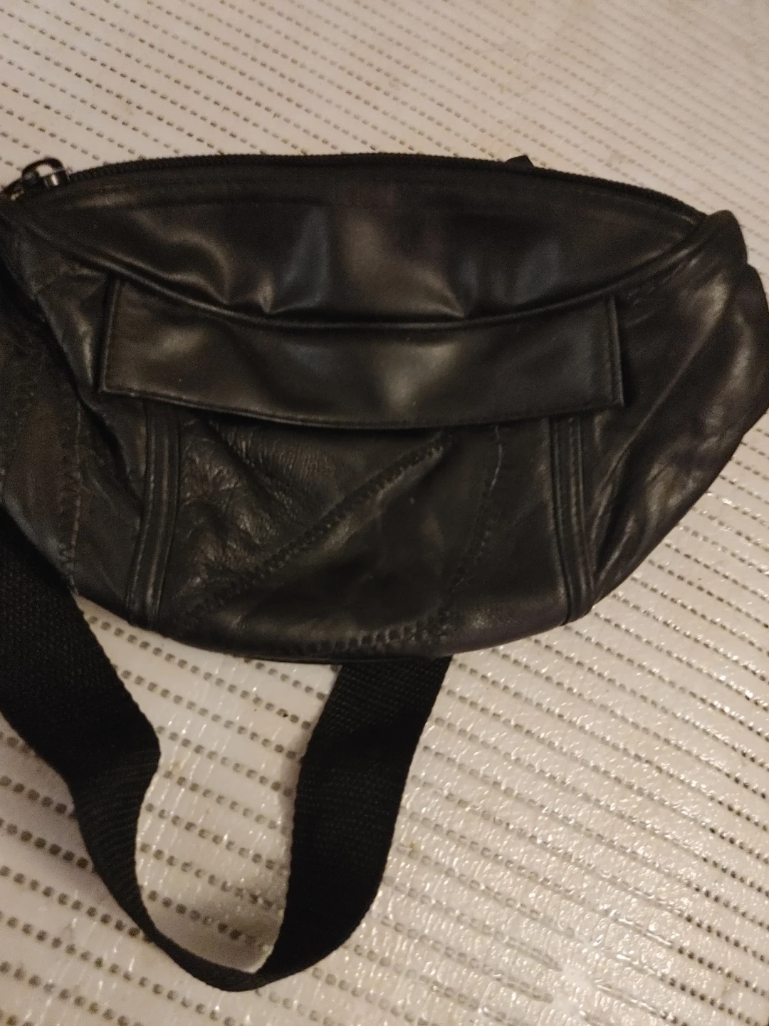 Black Leather Fanny Pack