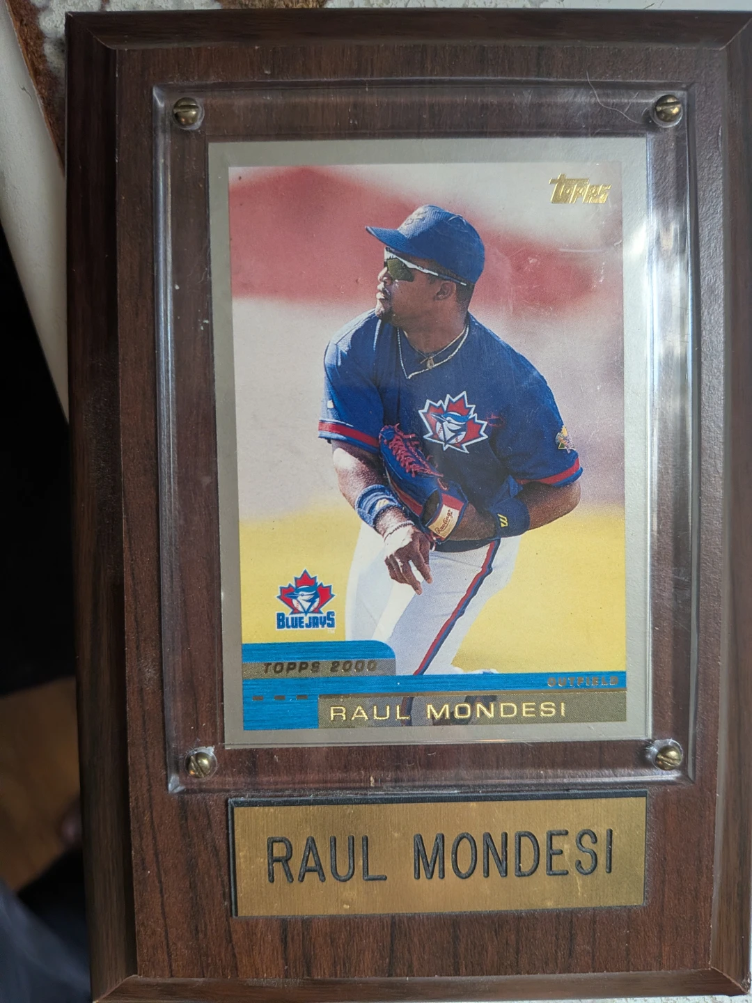 Raul Mondesi Topps 2000 Toronto Blue Jays Baseball Card Plaque