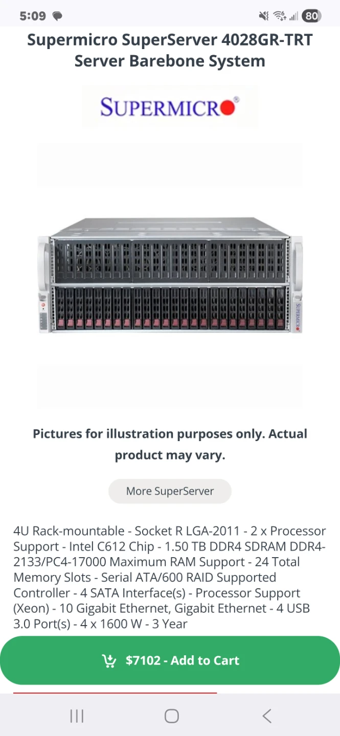Supermicro SuperServer 4028GR-TRT Server System