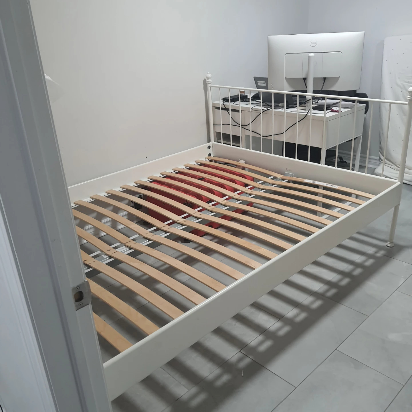 IKEA White Metal Bed Frame