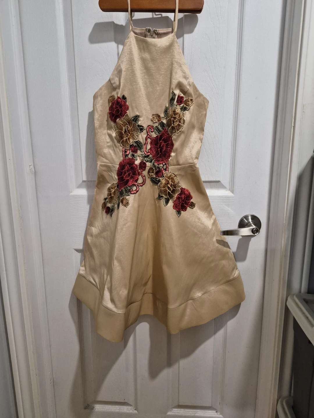 Gold Embroidered Halter Dress
