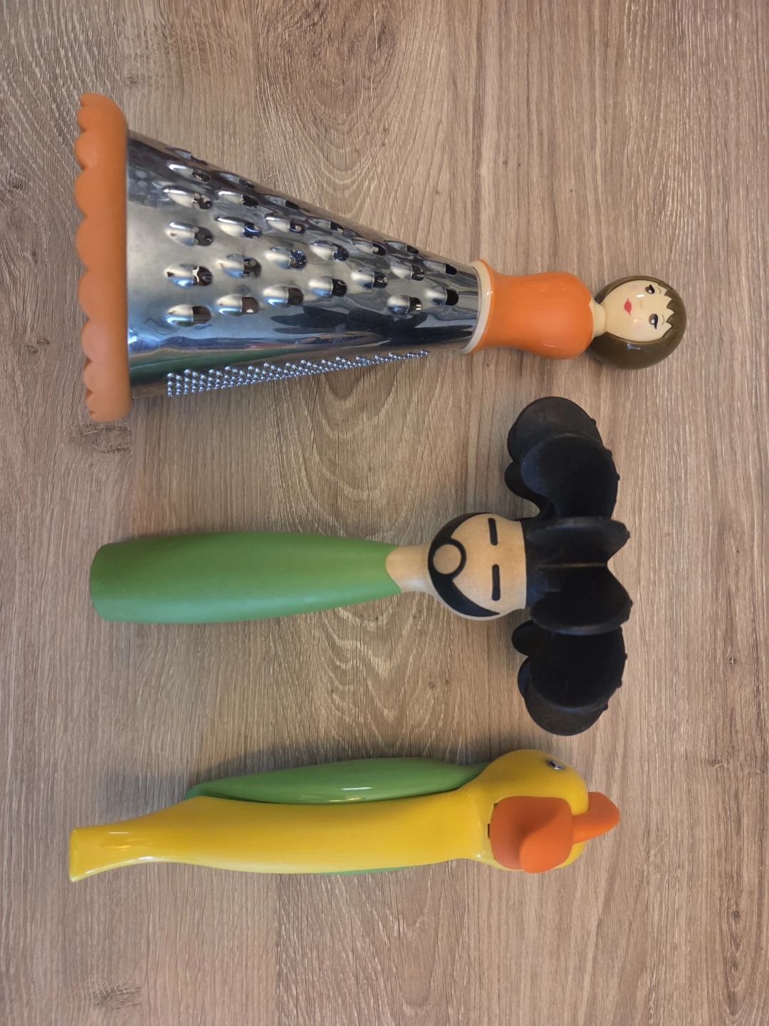 Set of 3 Novelty Kitchen Gadgets - Grater, Masher, Garlic Press