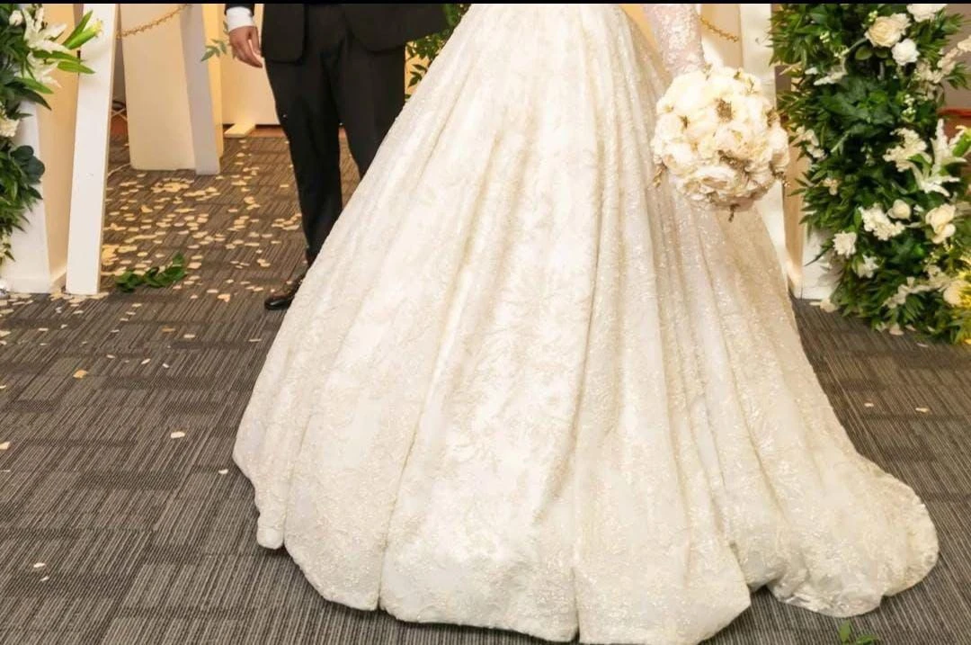 Sparkling White Wedding Dress with Long Sleeves - photo 2