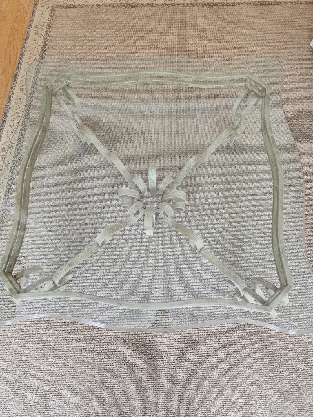Glass Top Metal Scroll Coffee Table and 2 machine end tables - photo 2