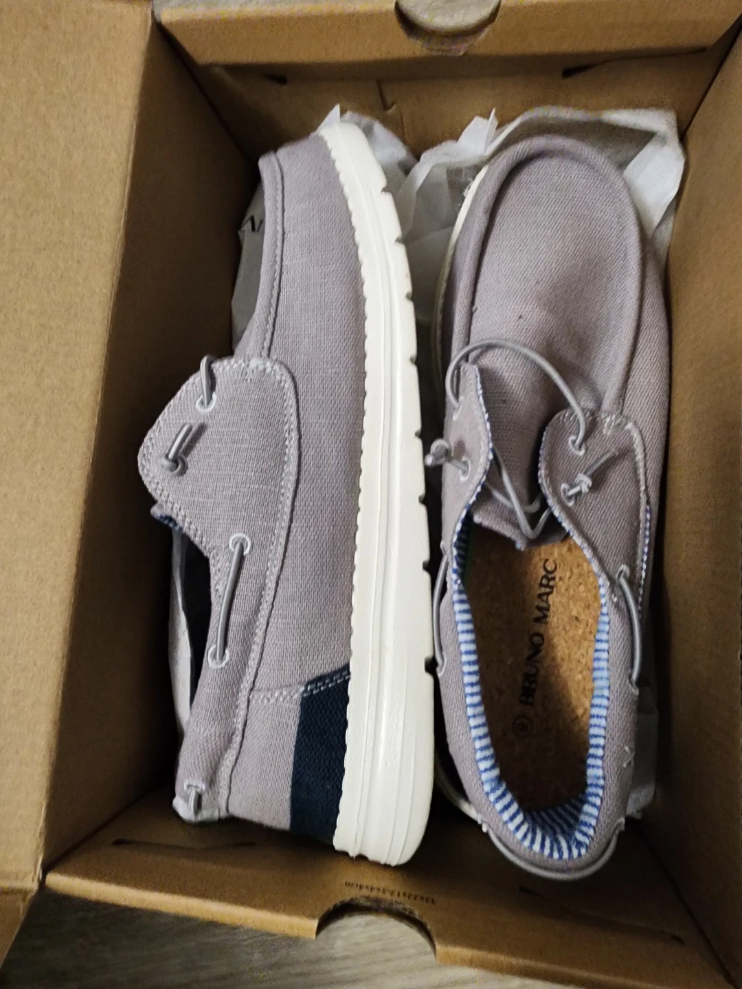 Bruno Marc Grey Canvas Boat Shoes - Size 9 - photo 3