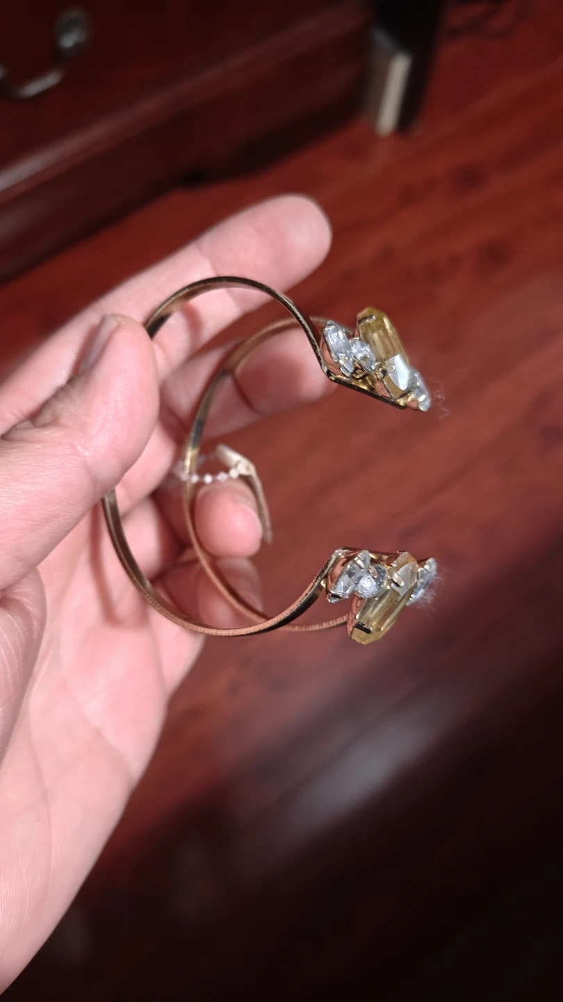 Gold-tone cuff bracelet with yellow and clear crystals