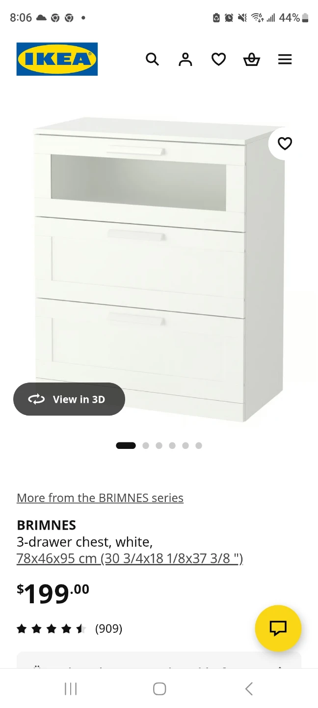 IKEA BRIMNES 3-Drawer Chest White - photo 4