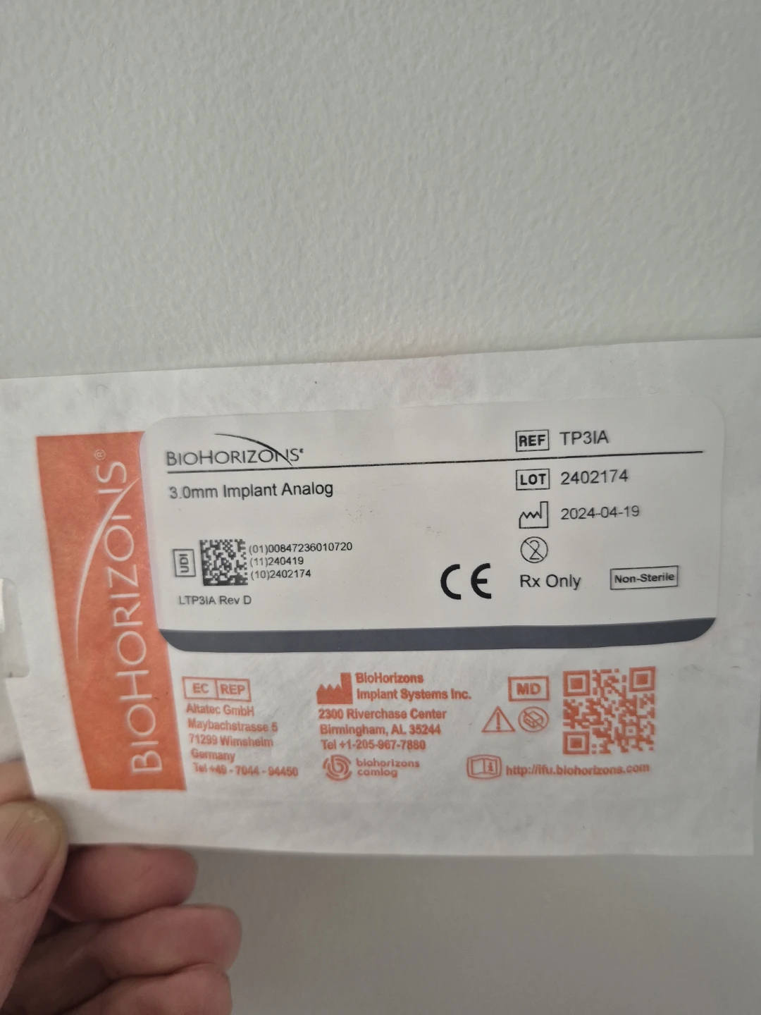 BioHorizons 3.0mm Implant Analog TP31A
