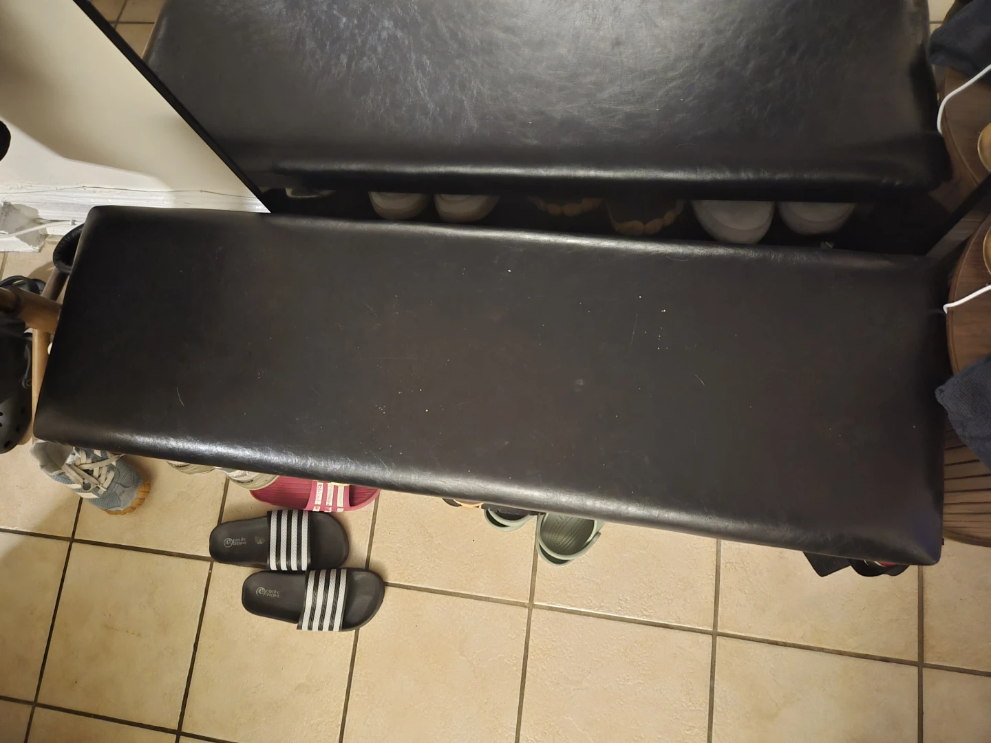 Black Faux Leather Storage Bench - photo 3