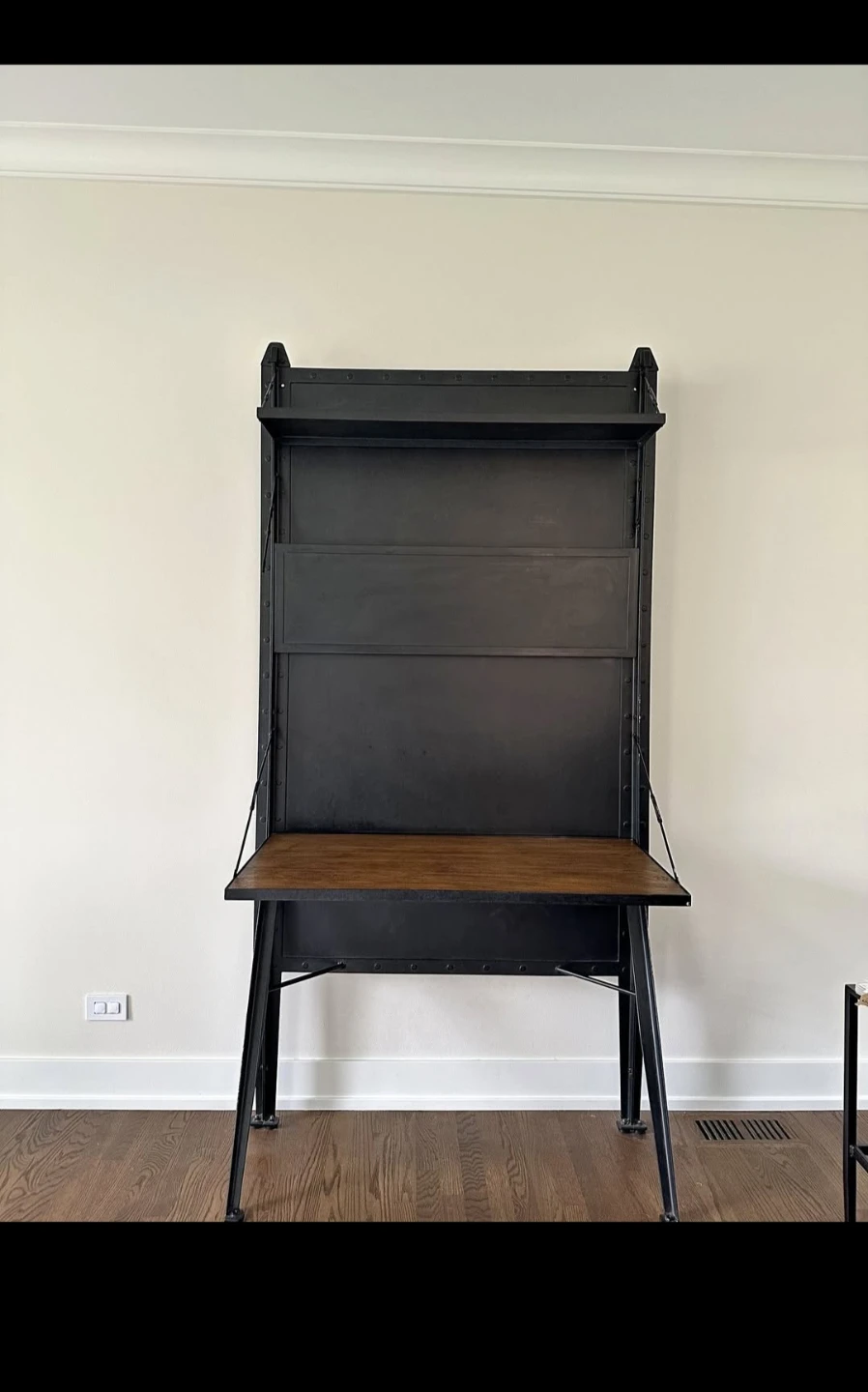 Industrial Style Wall-Mounted Fold-Down Desk with Shelves
