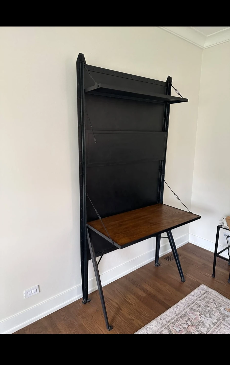 Industrial Style Wall-Mounted Fold-Down Desk with Shelves - photo 3