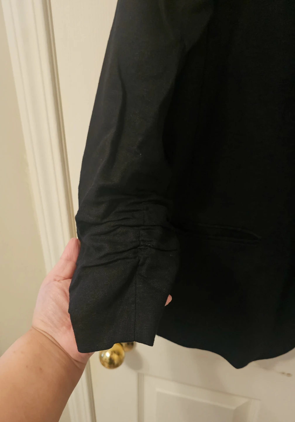 Black Anne Klein Women's One-Button Linen-Blend Blazer - photo 3