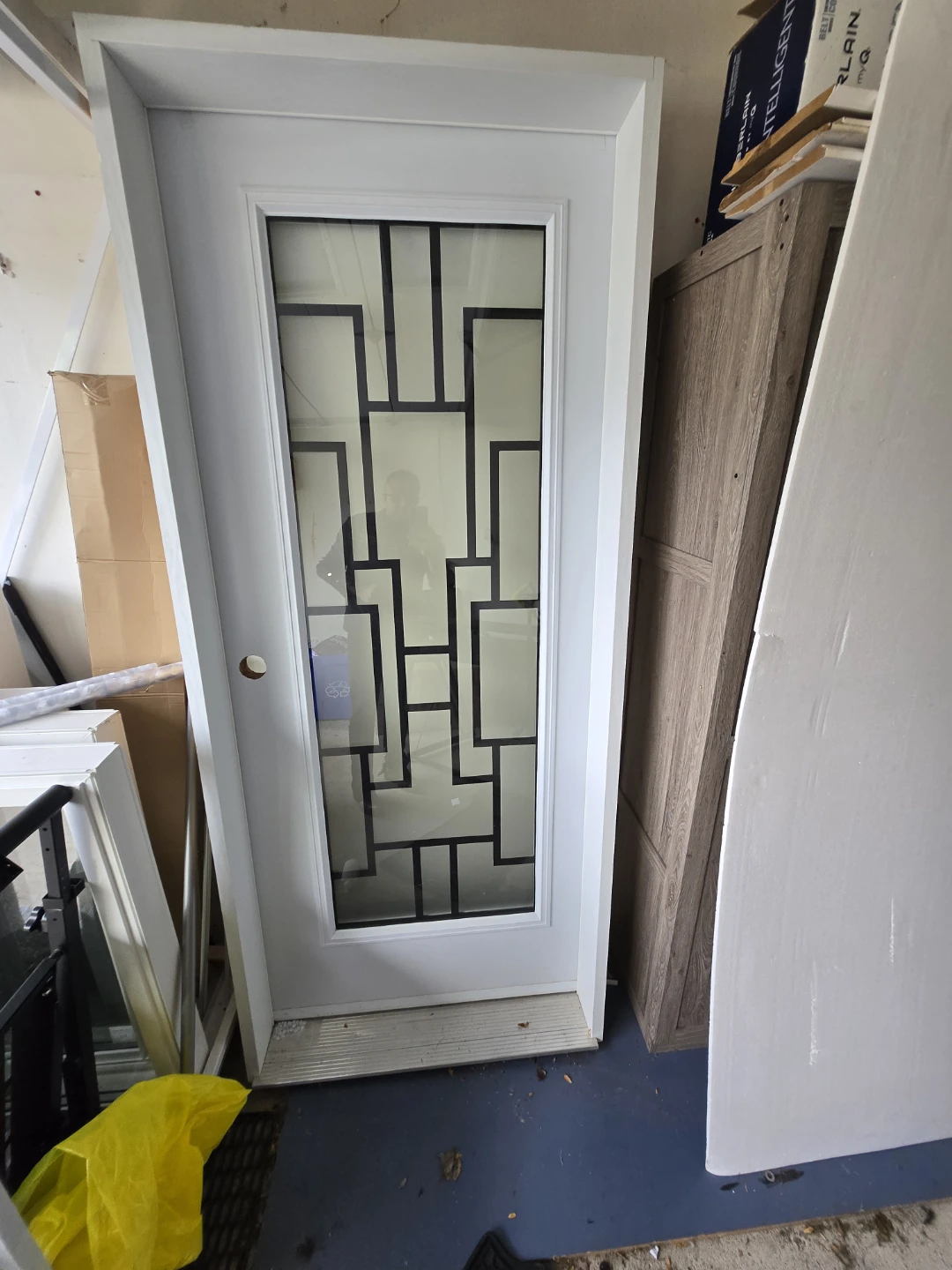 34x80 White exterior door with decorative glass 4.5 jamb