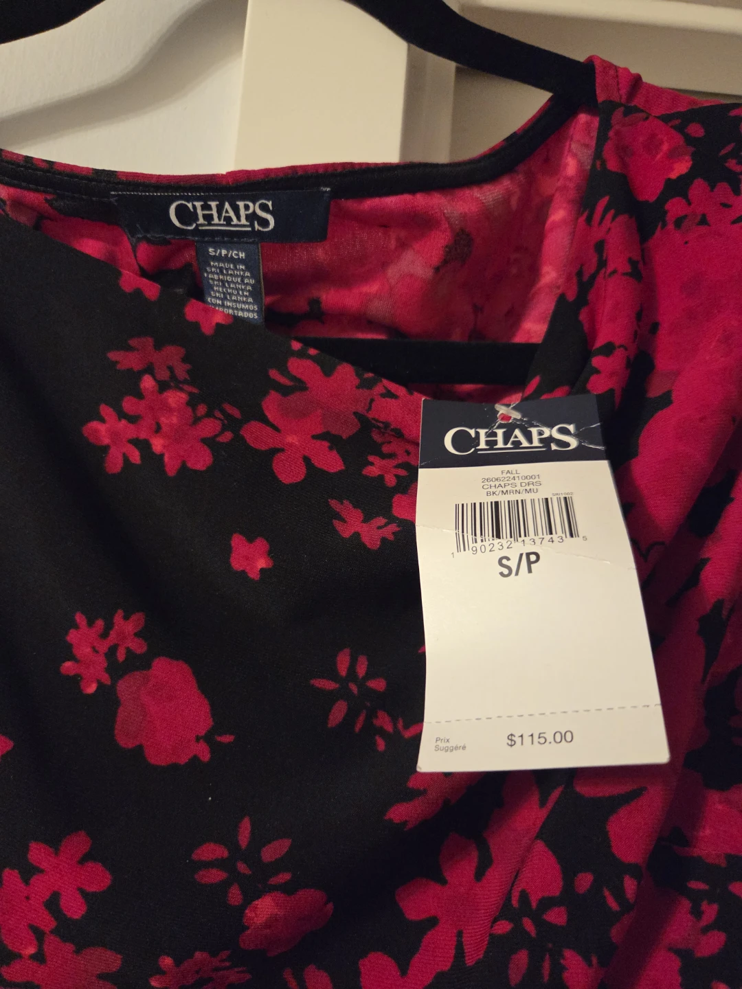 Chaps Black & Red Floral Sheath Dress S/P - photo 2