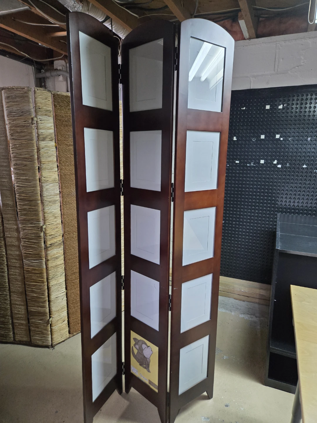 3-Panel Wood Folding Room Divider Photo Display Screen