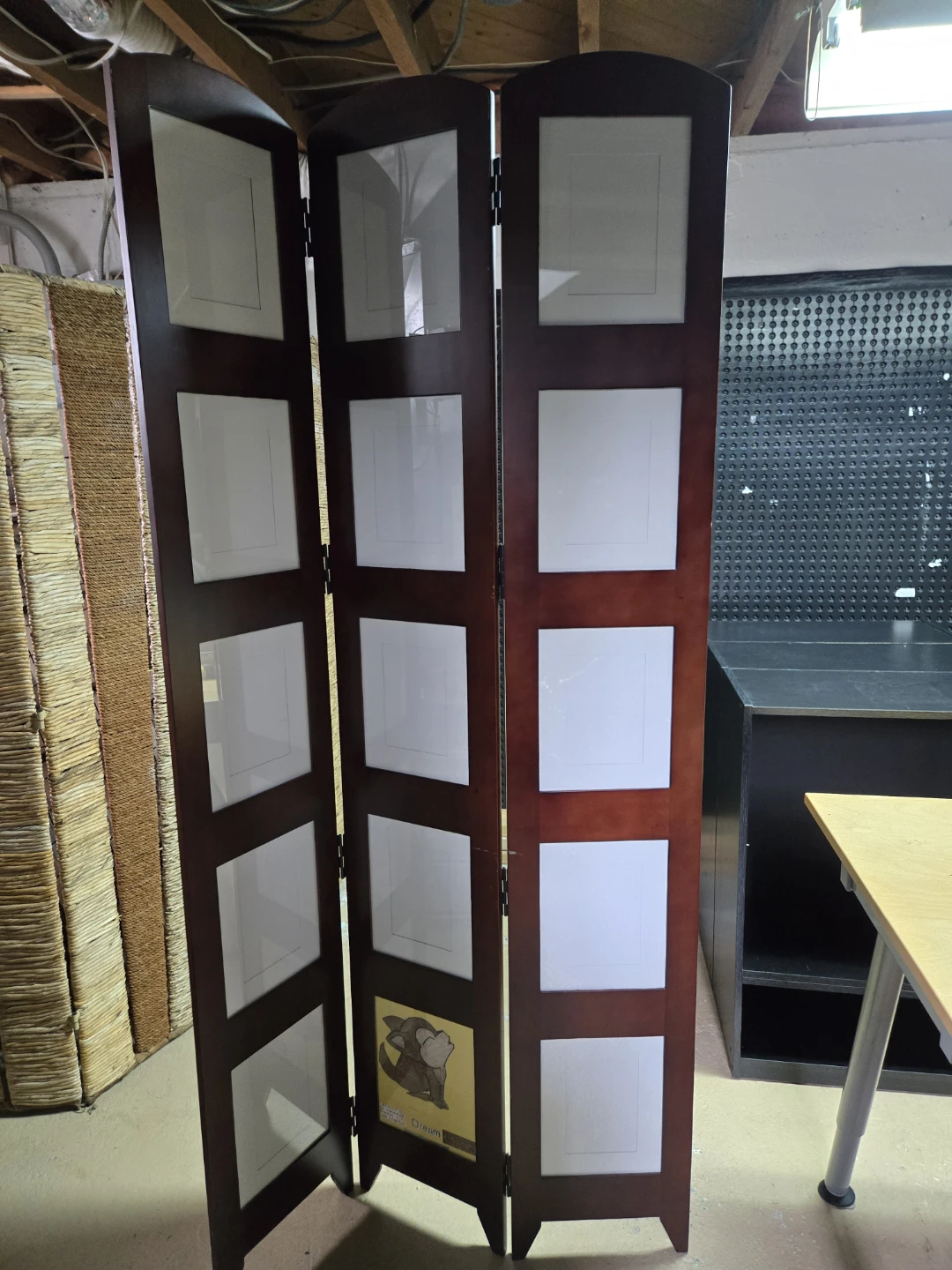 3-Panel Wood Folding Room Divider Photo Display Screen - photo 2